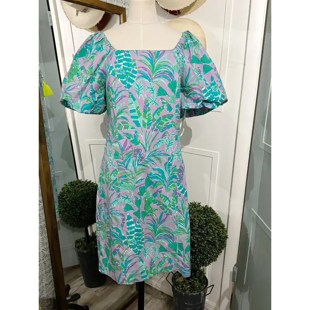 Lilly Pulitzer Lettie Short Sleeve Dress Purple Iris On the Chase Size 10 EUC - Picture 2 of 8